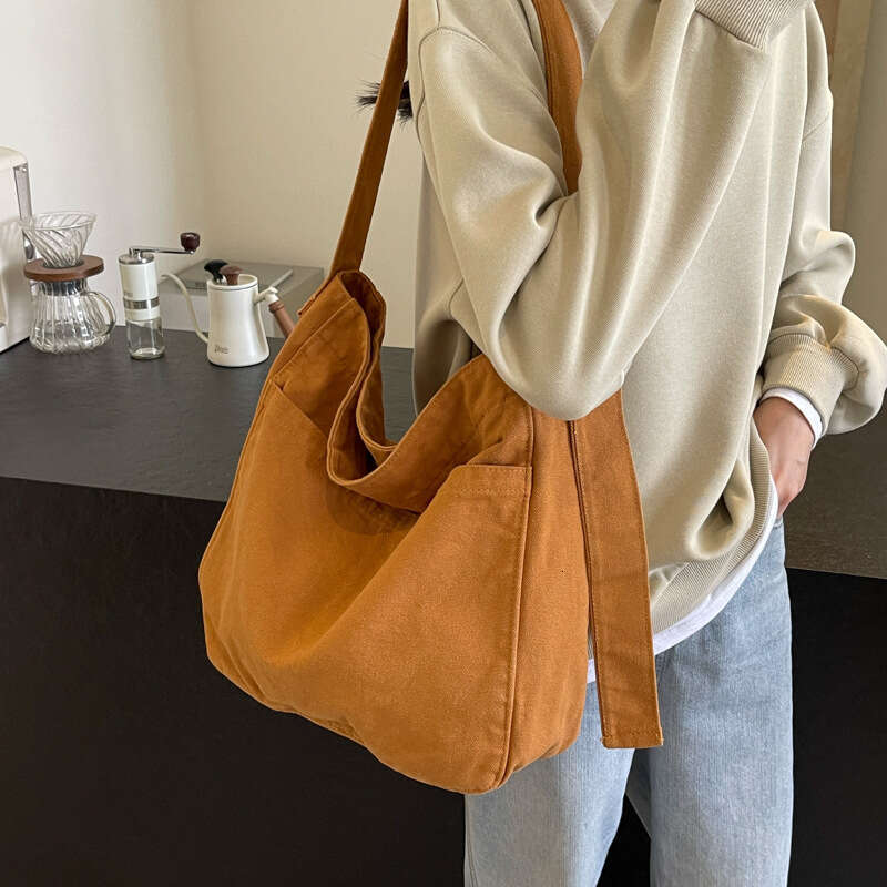 Cotton Canvas Fabric Female Students Crossbody Large Capacity Cloth Tote Bags Shoulder Bag