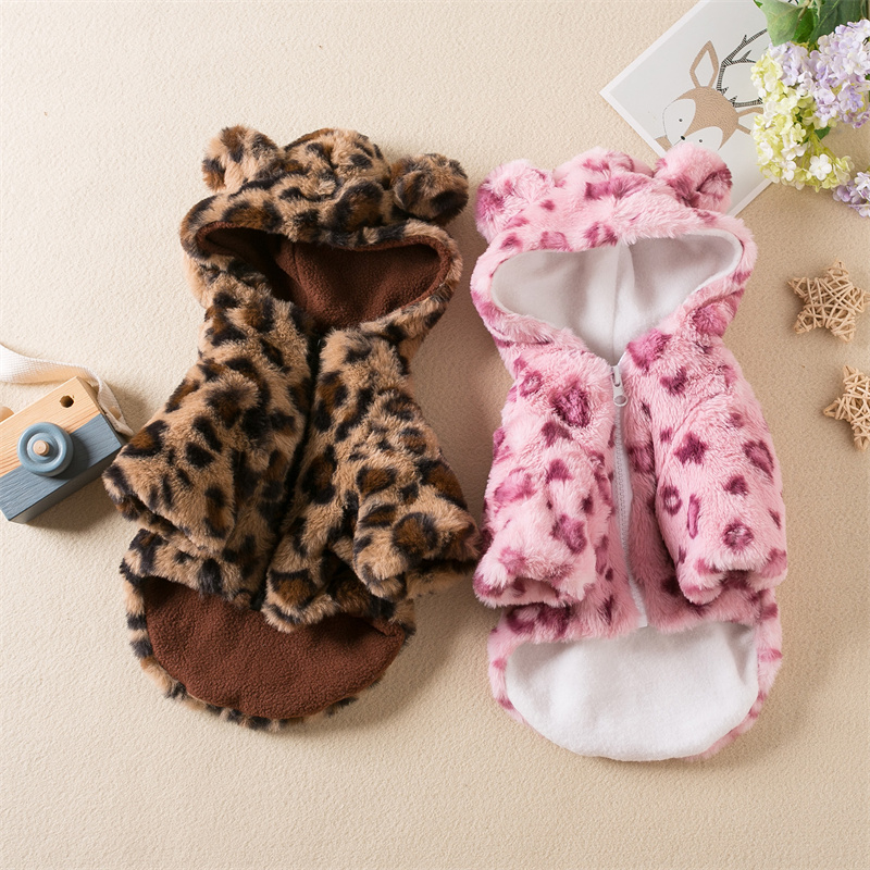 Leopard Print Faux Fur Coat Dog Winter Fashion Clothes Pet Warm Sweater for Small Dogs Puppy Chihuahua Free shipping