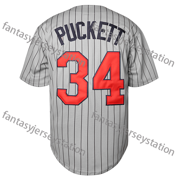 #34 PUCKETT Grey Baseball Jersey 100% Stitched Vintage Baseball Jerseys Breathable Embroidered Letter & Number Design, for Casual, Training