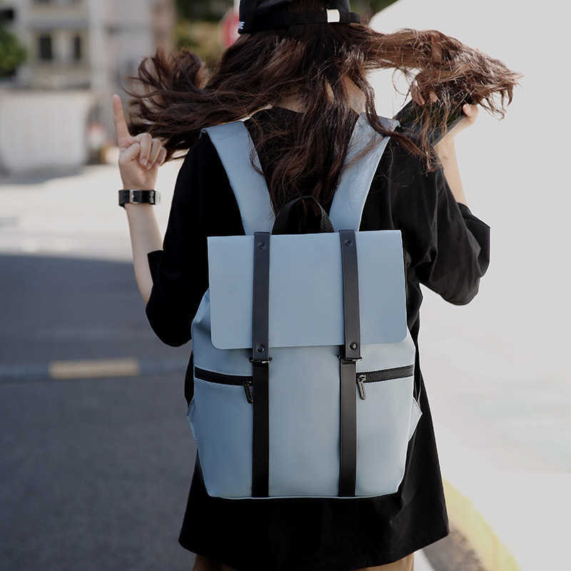 Fashion Simple Solid Color Backpack Mori Department Leisure Function Student Backpack Men's Campus Pu Large Capacity Schoolbag 241204