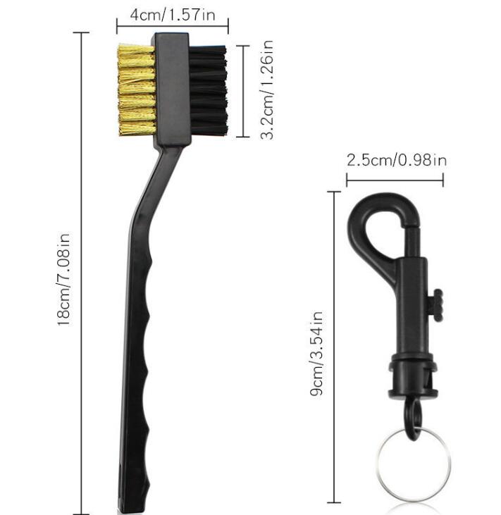 Golf Cleaning Brush Portable Non-slip Handle Grip Dirt Removal Nylon Bristles Double Side Golf Club Cleaner Golf Accessories