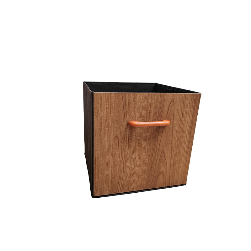 Front wood grain storage box with long handle (peach color) Intelligent classification management box