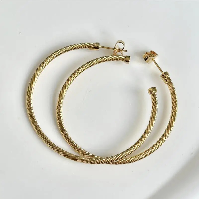 925 Sterling Silver Earring DY Classic Ladys Earrings Gold-Plated 241203