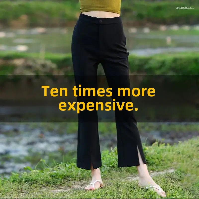 Women's Pants Spring Summer Cropped High-waisted Slimming Straight-leg Casual Side Slit Petite Style Versatile