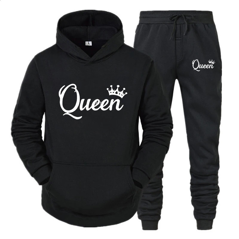 Y2k Style Long Sleeve Hoodie Set for Women Couple Sweaters Hoodie Trends Couple Hoodies Tracksuit Queen King Printed Fashion 241203