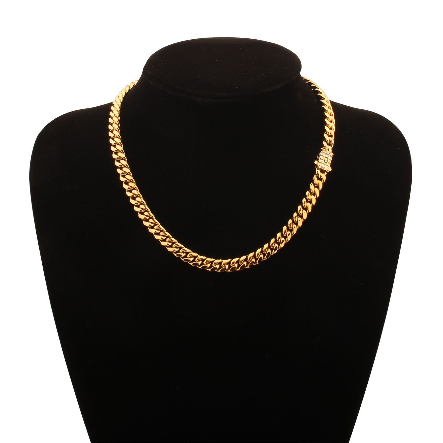 8mm/10mm/12mm/14mm Miami Cuban Link Chain Stainless Steel Mens 18K Gold Chains High Polished Punk Curb Buckle Necklaces - view 7