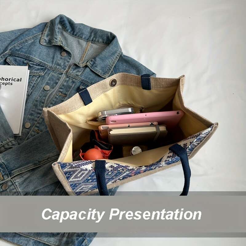 A girl's high-capacity printed commuting bag, ethnic style student casual shopping handbag, is an ideal choice for gifts