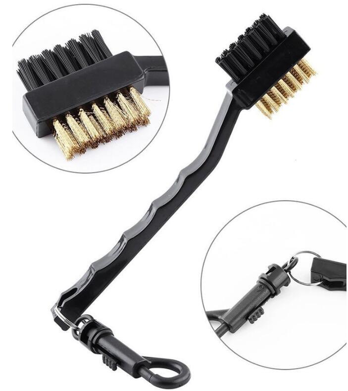 Golf Cleaning Brush Portable Non-slip Handle Grip Dirt Removal Nylon Bristles Double Side Golf Club Cleaner Golf Accessories