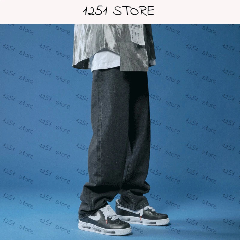 Straight jeans mens wide jeans loose denim Trouthers white unisex jeans streetwear casual pure mens pants hip-hop bag jeans 241203