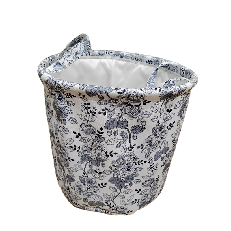 Blue pattern foldable dustproof dirty clothes basket Durable and Foldable Dustproof