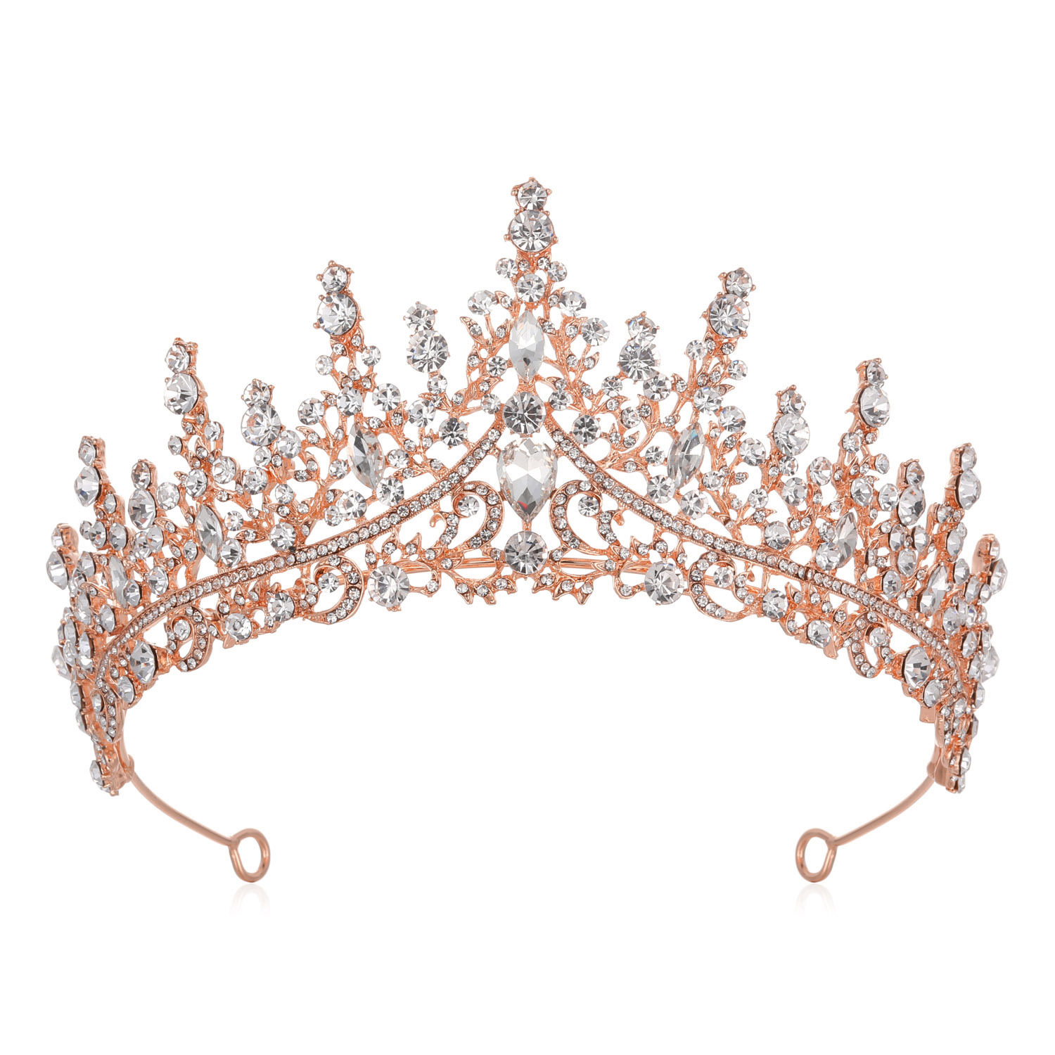 Vintage Big Bridal Crown Rhinestone Royal Wedding Queen Crowns Princess Crystal Baroque Birthday Party Tiaras For Bride Sweet 16