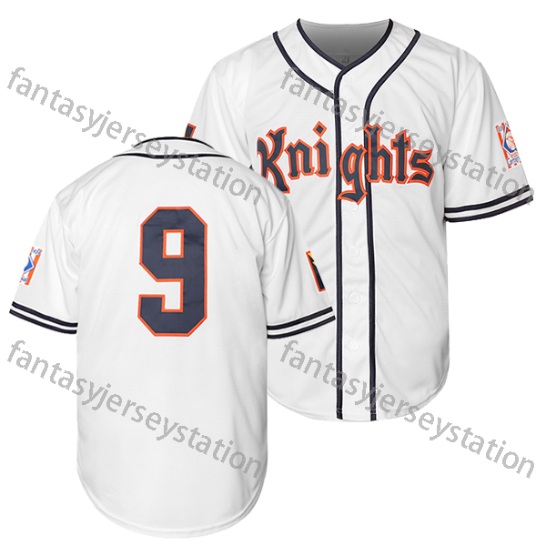 Men's Vintage #9 Knights Baseball Jersey - Retro Gray, Polyester, Machine Washable, Embroidered Lettering & Numbers, Perfect for Sports & Casual 