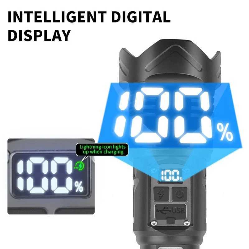 90000000LM Brightest Flashlight Torch Rechargeable Led Lighting Built-in 20000mAh Ultra Power Flashlights Tactical Torch Lantern Z241204