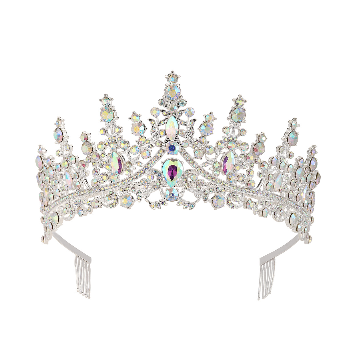 Vintage Big Bridal Crown Rhinestone Royal Wedding Queen Crowns Princess Crystal Baroque Birthday Party Tiaras For Bride Sweet 16