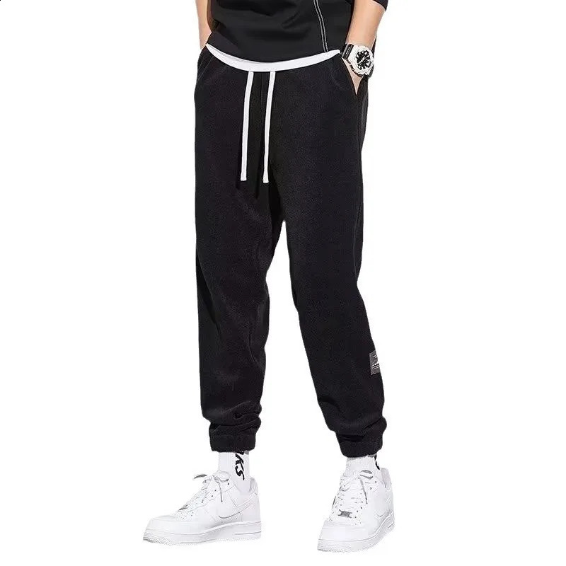 Corduroy Mens Thick Casual Pants Outdoor Warm Fashionable Stretch Sports Joggers Comfortable Bound Feet Sweatpants 241203