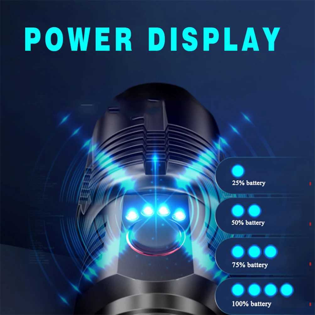 XHP70 Self Defense Flashlight Aluminum Camping Rechargeable Lamp powerful Teaser Personal Defense Lantern Power LED Work Light Z241204