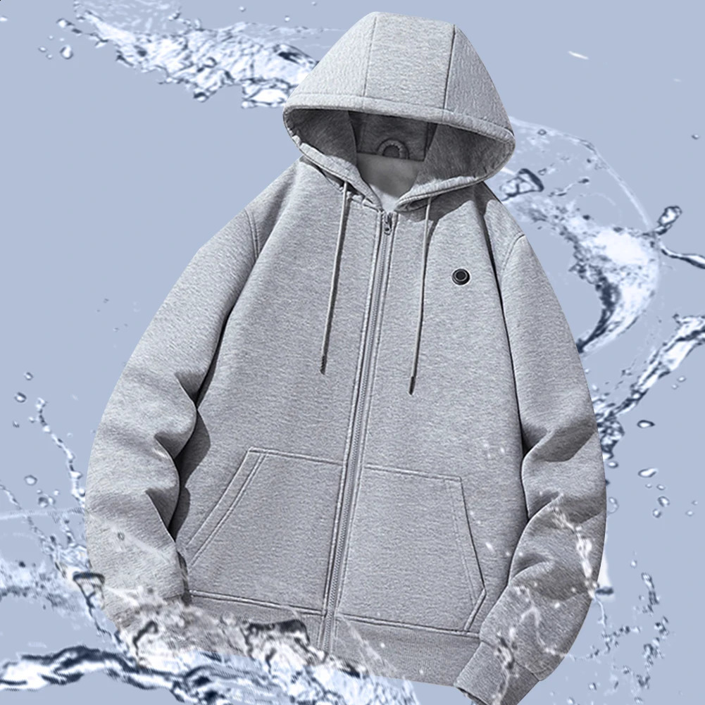 Outdoor electric USB heated sweater hoodie mens winter warm clothing charging jacket sports shirt M-3XL 241203