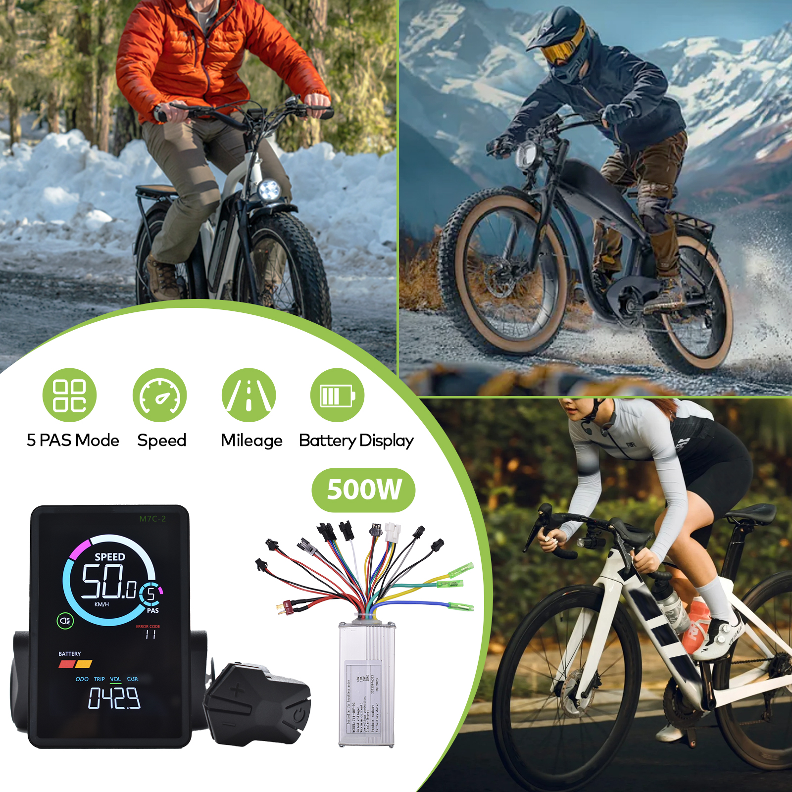 Electric Vehicle Motor Controller - High-Performance 350W Brushless Unit with Colorful LCD Screen Supporting Various Voltage Ranges