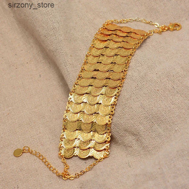 Bangle Gold colored coin bracelets and mens coin bracelets Islamic Muslim Arab Middle Eastern jewelry African gifts J241205