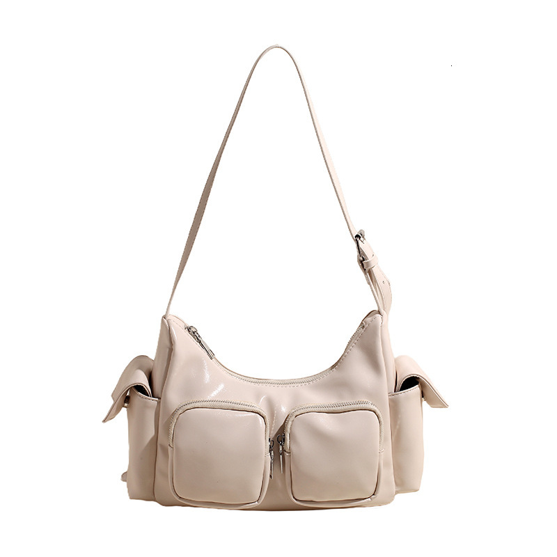 High end multi pocket motorcycle armpit for women 2024 new fashionable women's niche simple single shoulder crossbody bag