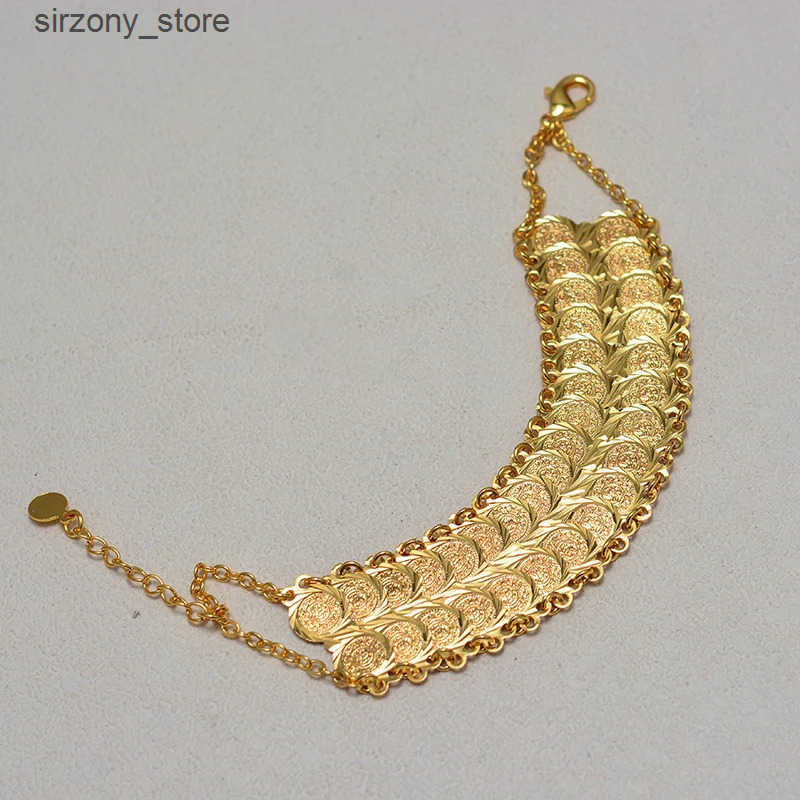 Bangle Gold colored coin bracelets and mens coin bracelets Islamic Muslim Arab Middle Eastern jewelry African gifts J241205