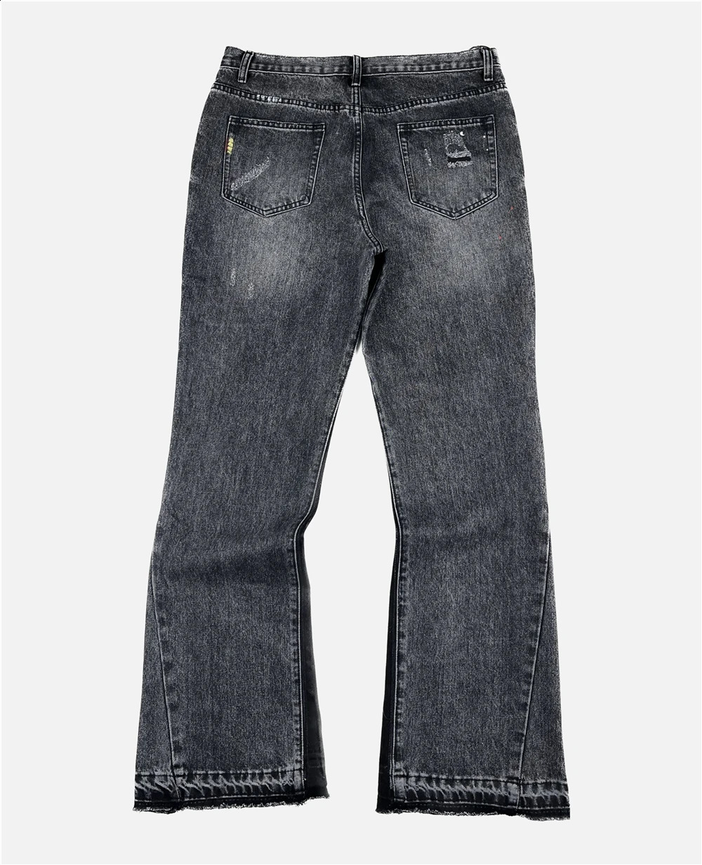 Mens spray paint splatter deconstruction jeans with cracked holes Spring and Autumn streetwear 241203