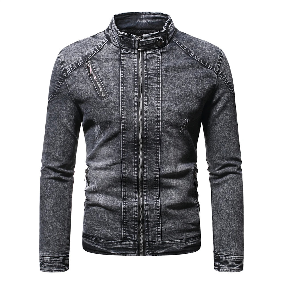 Fashion spring casual jacket mens velvet street clothing denim jacket rack collar denim jacket mens slim fit jacket 241203