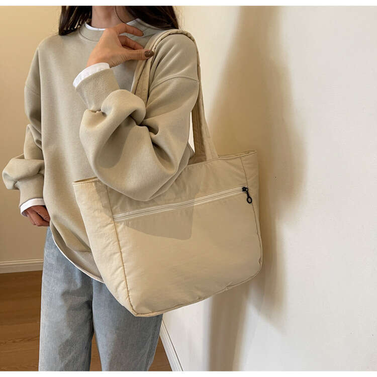 New Tote Female Students Shoulder Handbag Simple Nylon Fabric Large Capacity Bag
