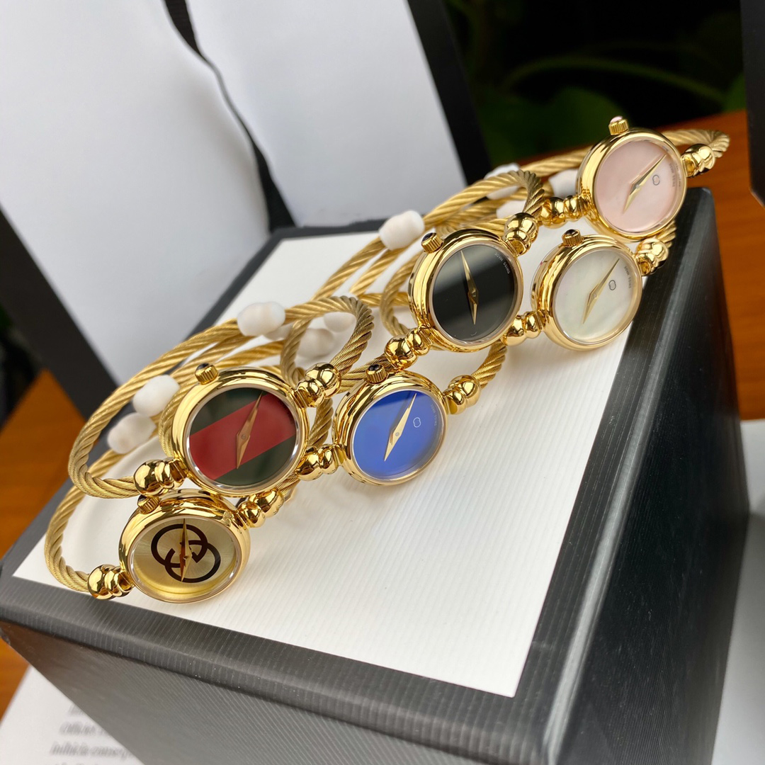 Women's Gold Designer Fashion Letter Design Open Bracelet Adjustable Watches For Men