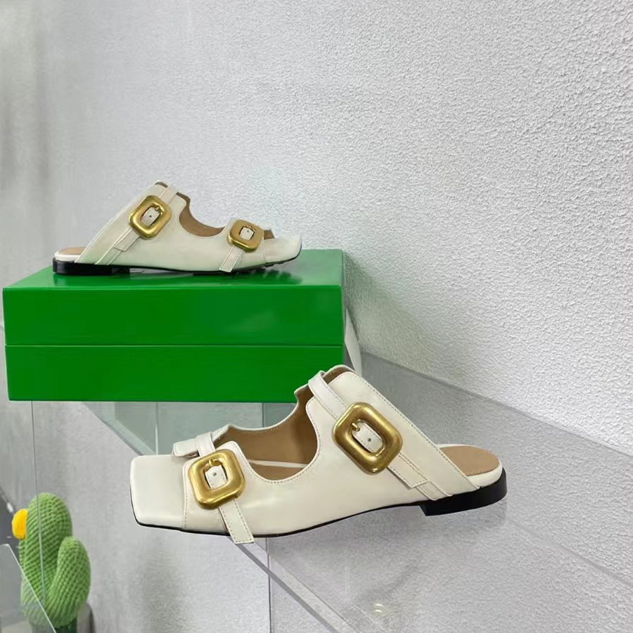 Fashion flat heeled slippers for women, luxury designer shoe brands, factory shoes, summer high heels, casual leather sandals sizes 35-42 with box