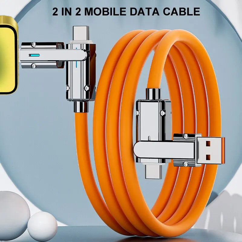 4 In 1 120W USB A/C to Type C Cable 3 IN 1 PD 100W Fast Charging Data Cable for iPhone 15 Pro Max Samsung S24
