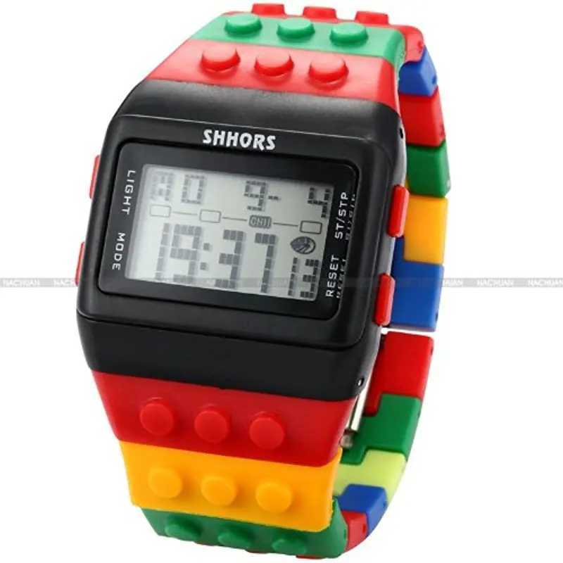 SHHORS Candy Rubber Digital Stopwatch Waterproof Mens and Womens Sports Watch LED092 X241204