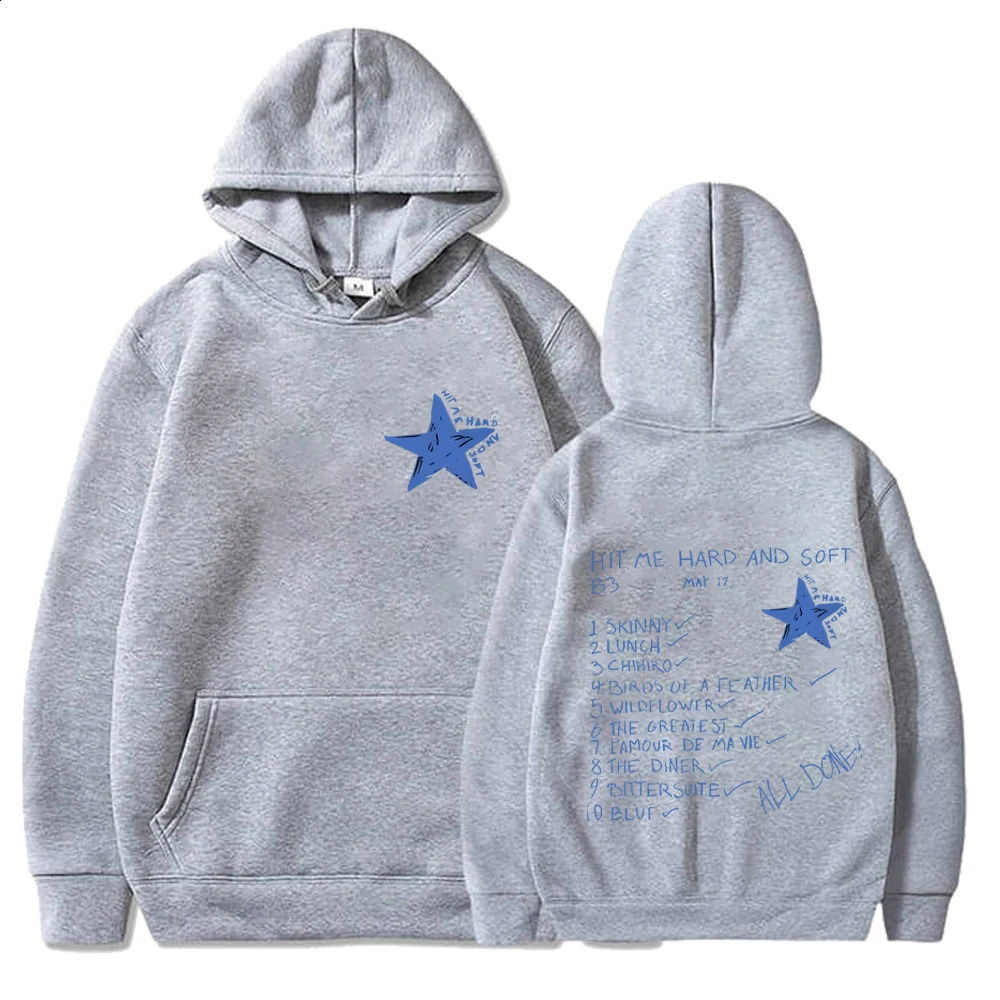 Hit Me Hard and Soft Tour Hoodies Hip Hop Hooded Sweatshirts Men Women Harajuku Fashion Fleece Loose Streetwear Y2K Clothes 241203