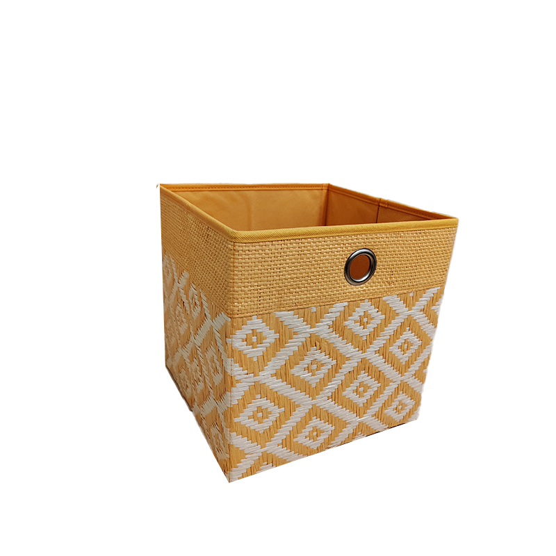 Yellow rattan printed storage box Folding clothing portable storage box