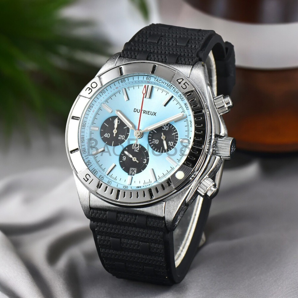 Hot Luxury Watches for Men Popular Designer Full Function Hands Work Quartz Movement Daily Waterproof Rubber Strap Quartz Wristwatches Male Clocks for Gift