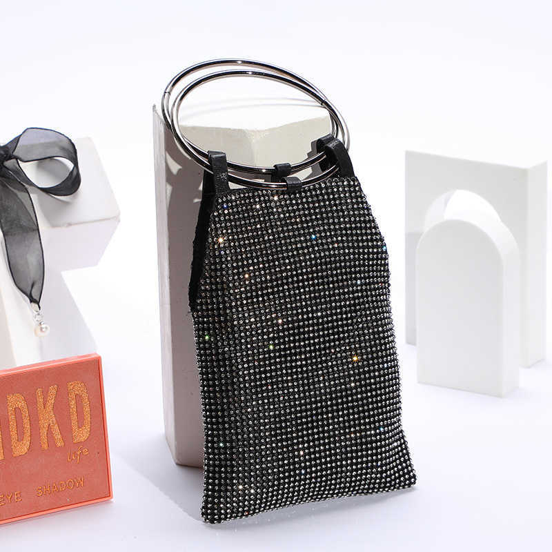 New Style Rhinestone Bag Inlaid with Diamond Dress Banquet Net Red Shiny Reflective Bracelet Portable Party Bag 241204