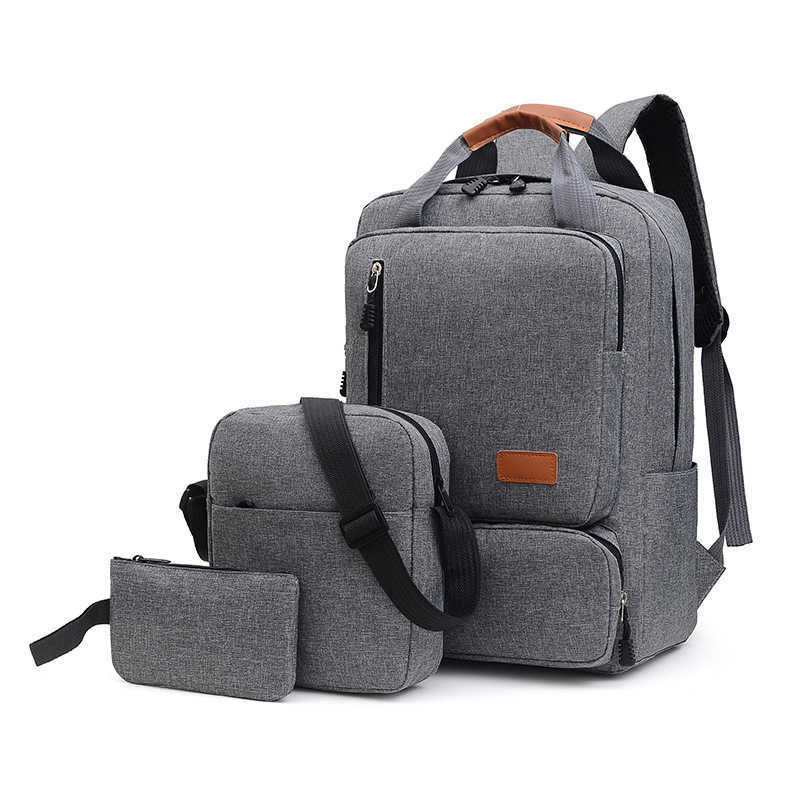 Business Backpack Three Piece Set Leisure Highcapacity Oxford Cloth Computer Bag New Load Reducing College Student Schoolbag 241204
