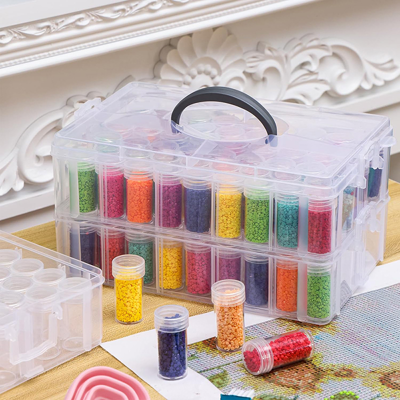 Manufacturer Direct Sales Round Bottle Storage Box Transparent Plastic Diamond Painting Rice Beads Jewelry Storage Box