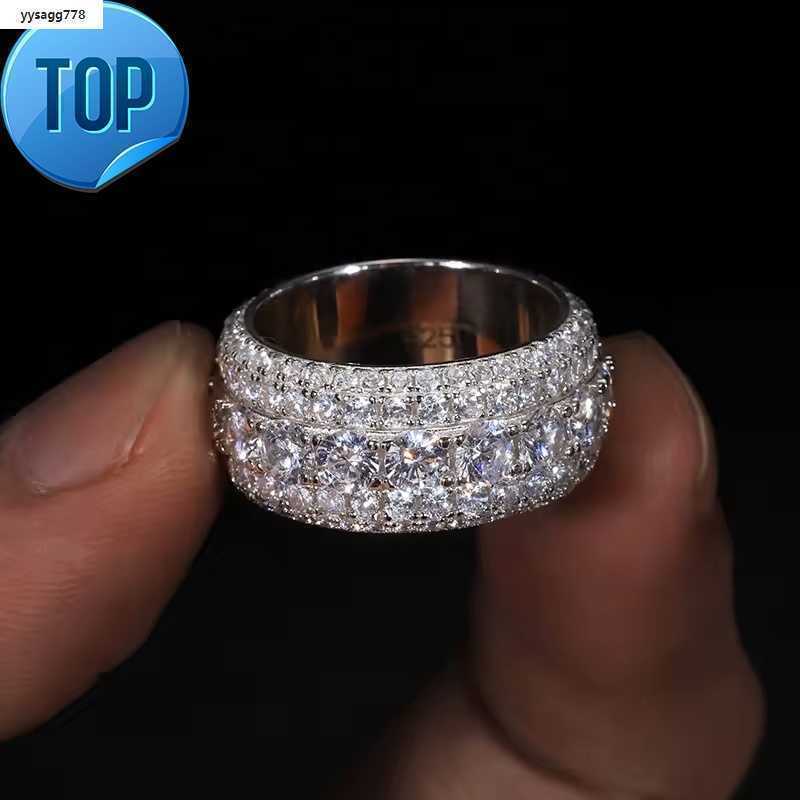 Hip Hop Iced Out 925 Silver Pass Diamond Tester 5 Rows VVS Moissanite GRA Rapper Dazzling Sparkly Eternity Band Ring For Men
