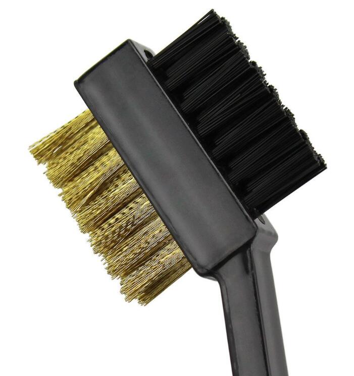 Golf Cleaning Brush Portable Non-slip Handle Grip Dirt Removal Nylon Bristles Double Side Golf Club Cleaner Golf Accessories