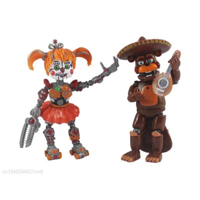 6 pieces/set FNAF Freddy Bonnie Foxy Fazbear Bear PVC Model Action Character Childrens Birthday Gift Toy X241128