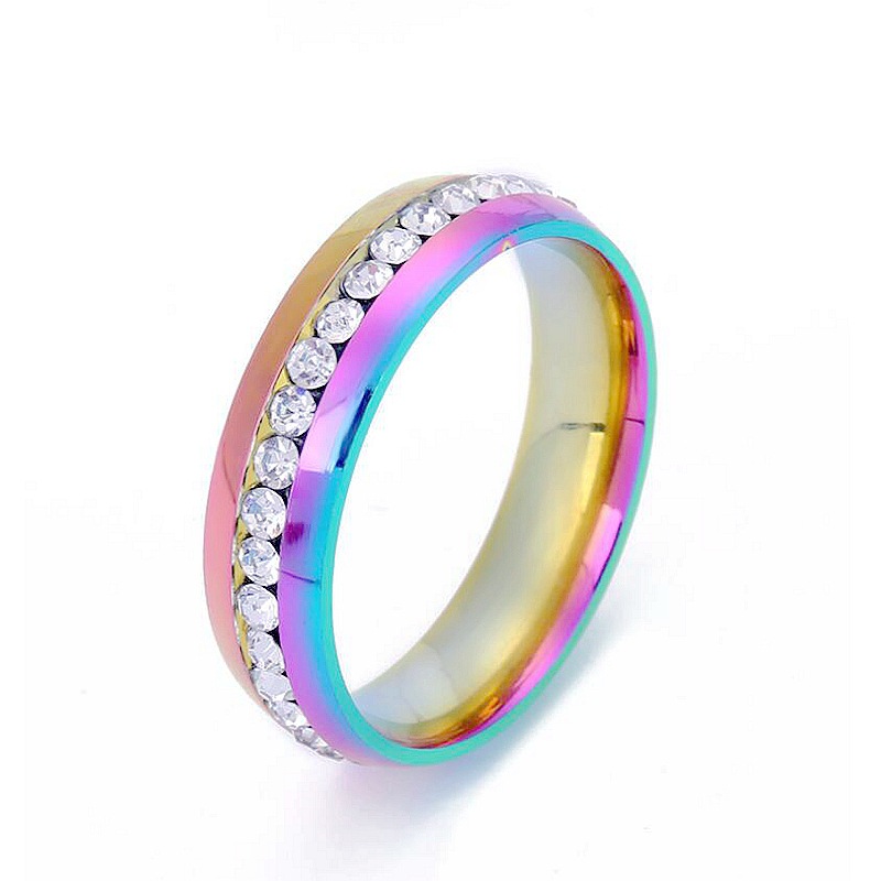 316L 18K Gold Silver Black Stainless Steel Crystal Ring for Women Men Titanium Steel Diamond Band Rings Engagement Wedding Jewelry Gift