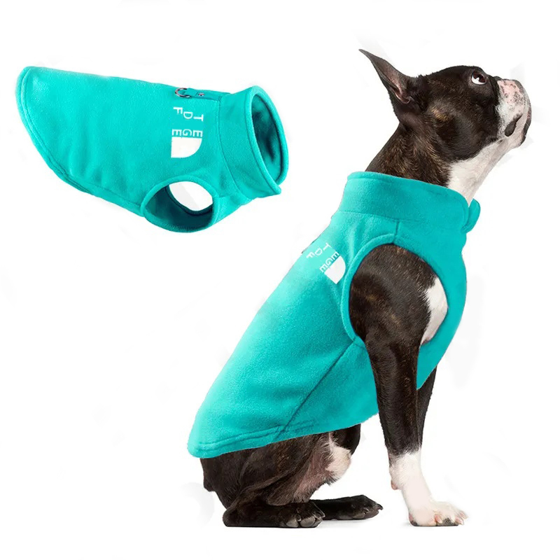 Designer Apparel Fleece Vest Dog Sweater Warm Pullover The Doggy Face Pet Jacket with O-Ring Leash Cold Weather Puppy Clothes for Small Dogs Boy or Gi