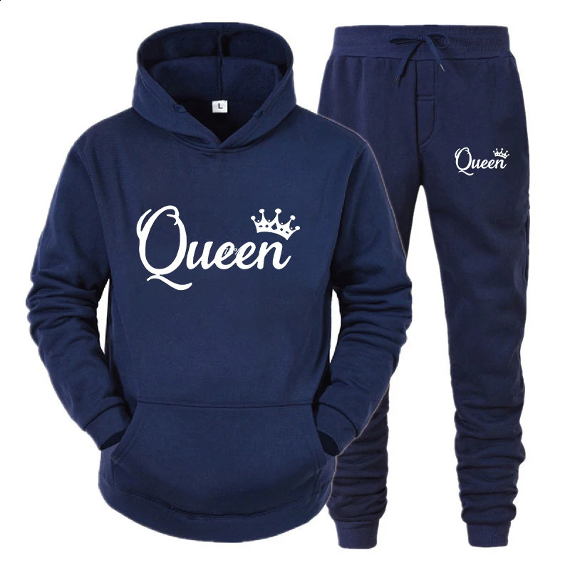 Y2k Style Long Sleeve Hoodie Set for Women Couple Sweaters Hoodie Trends Couple Hoodies Tracksuit Queen King Printed Fashion 241203