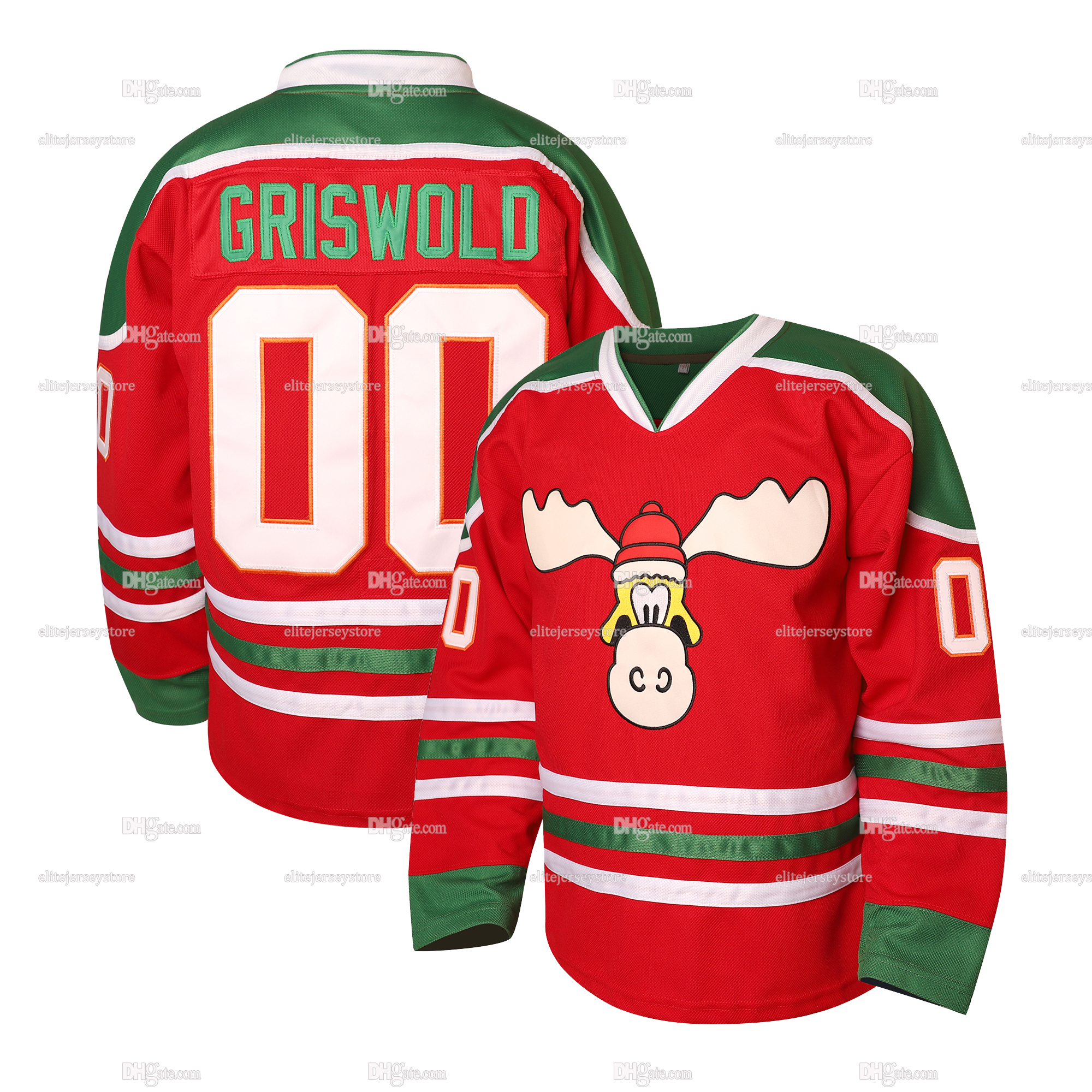 In stock 00 Griswold Hockey Jersey White Red Black Christmas Gift 100% Stitched Fast Shipping Embroidered Letter Number Design Christmas Vacation Hock