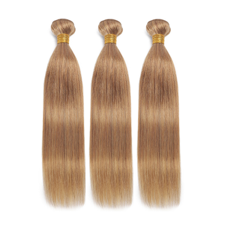 Peruvian Indian Malaysian 100% Human Hair 27# Color 3 Bundles Hair Wefts 10-26inch Light Brown Hair Extensions Straight