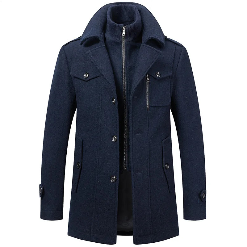 Autumn and Winter Mens Business Wool Coat Fashion Double Collar Cold resistant Wool Coat Mens Coat 241203