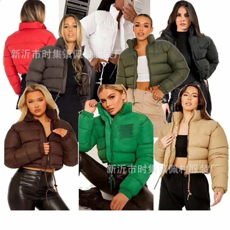 Winter Women Solid Jackets Bubble Short Crop Coats Puff Ladies Down Thick Warm Bomber Puffer Female Clothes 241203