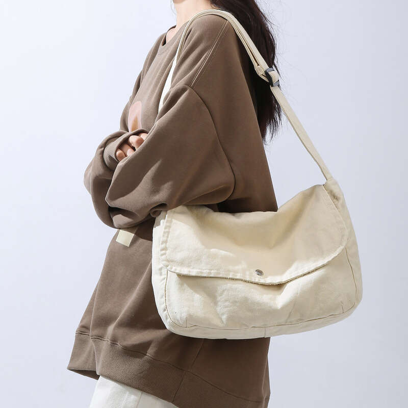 Cotton 16 Inch Canvas Fabric Women's Bag Crossbody Messenger Shopping Classes Shoulder Minimalist Tote Bags