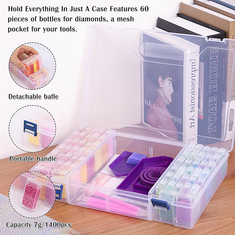 Storage Box Diamond Picture Convenient Multi-functional Plastic Transparent Storage Box
